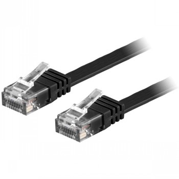 U/UTP CAT6 PATCH CABLE, FLAT, 3M, 250MHZ, BLACK