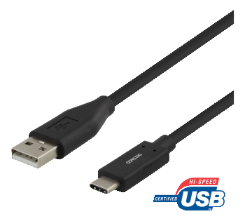 USB-C TO USB-A CABLE, 1M, 3A, USB 2.0, BLACK