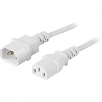 EXTENSION CABLE, STRAIGHT IEC C13 - STRAIGHT IEC C14 3M, WHI