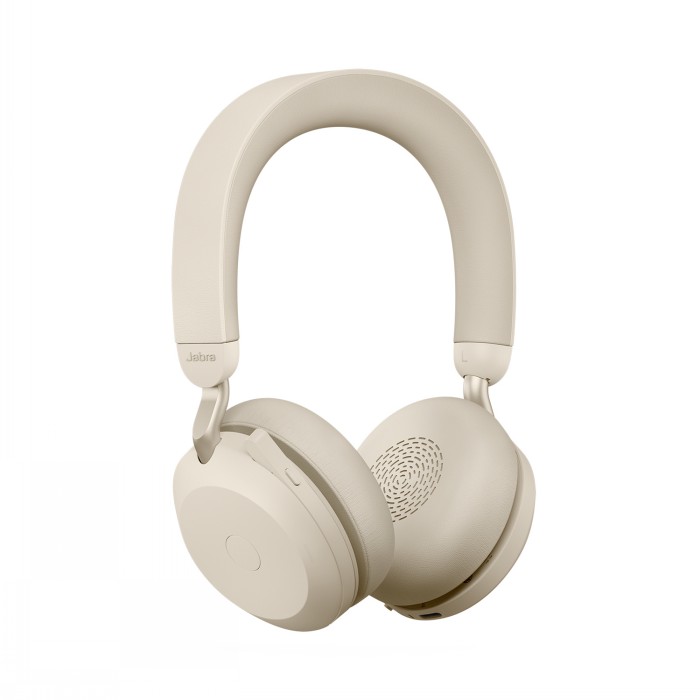 JABRA EVOLVE2 75 HEADSET ON-EAR BLUETOOTH WIRELESS ACTIVE NOISE CANCELLING USB-C NOISE ISOLATING BEIGE OPTIMISED FOR UC