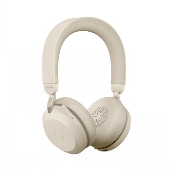 JABRA EVOLVE2 75 HEADSET ON-EAR BLUETOOTH WIRELESS ACTIVE NOISE CANCELLING USB-A NOISE ISOLATING BEIGE OPTIMISED FOR UC