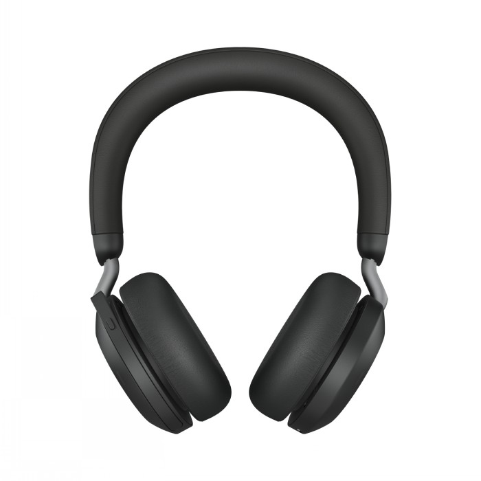 JABRA EVOLVE2 75 HEADSET ON-EAR BLUETOOTH WIRELESS ACTIVE NOISE CANCELLING USB-C NOISE ISOLATING BLACK WITH CHARGING STAND MS TE